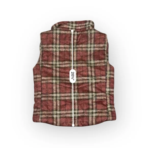 Vanilla Bay Women's Plaid Puffer Size Small Red Beige Quilted Snap Front - Picture 3 of 6